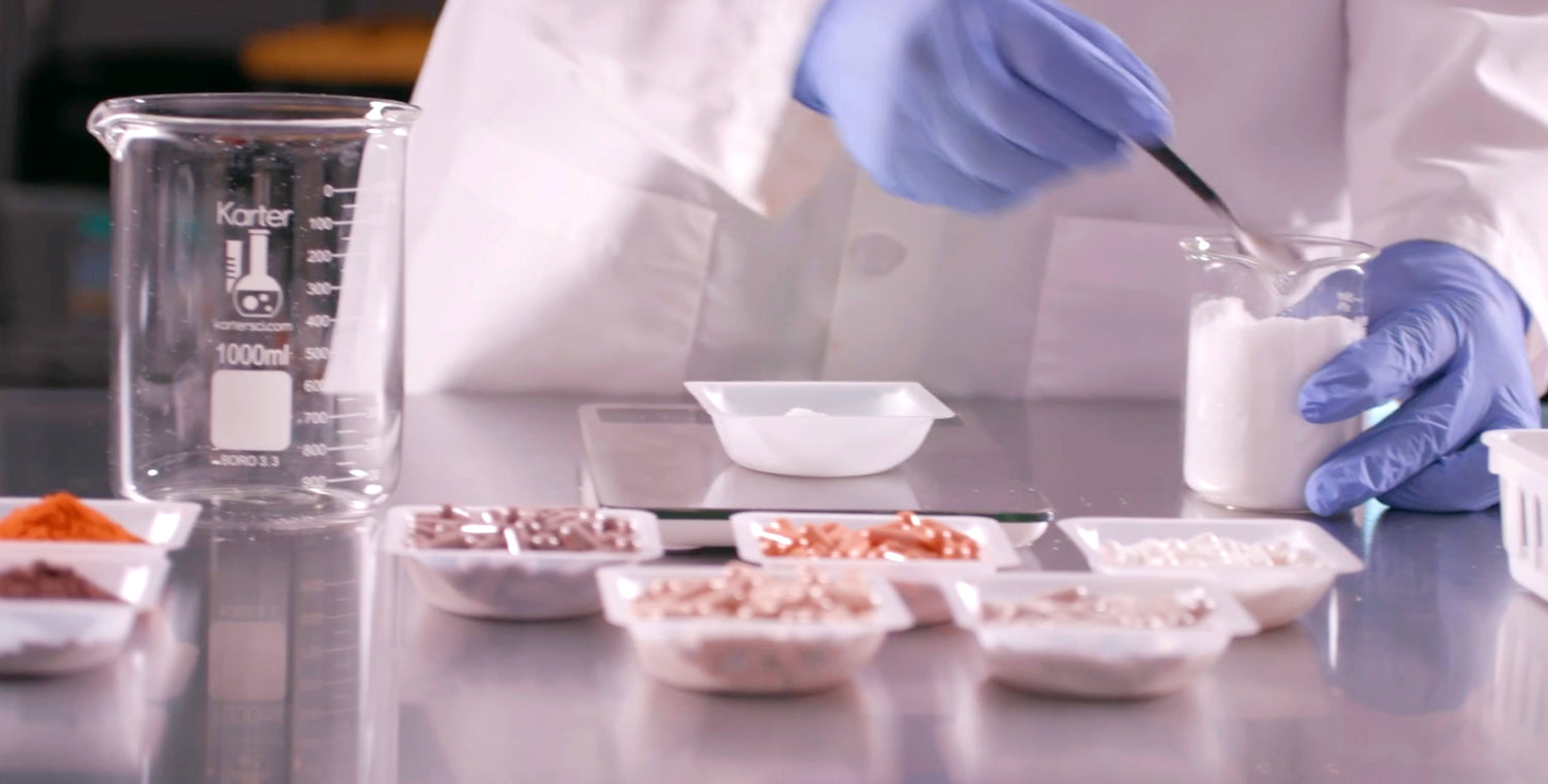 Brightened laboratory scene showcasing clean lab equipment and scientific environment used in supplement formulation