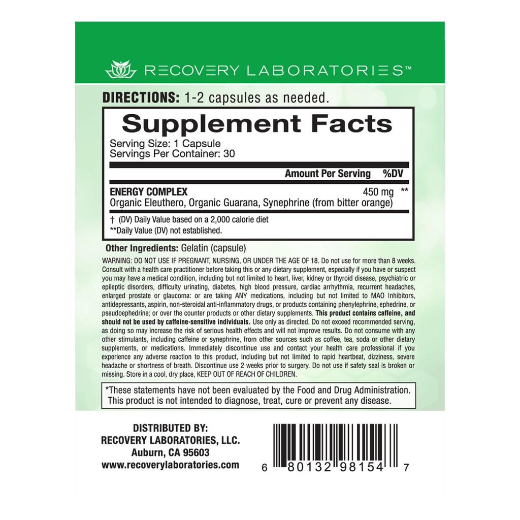 Natural Energy Supplement Facts