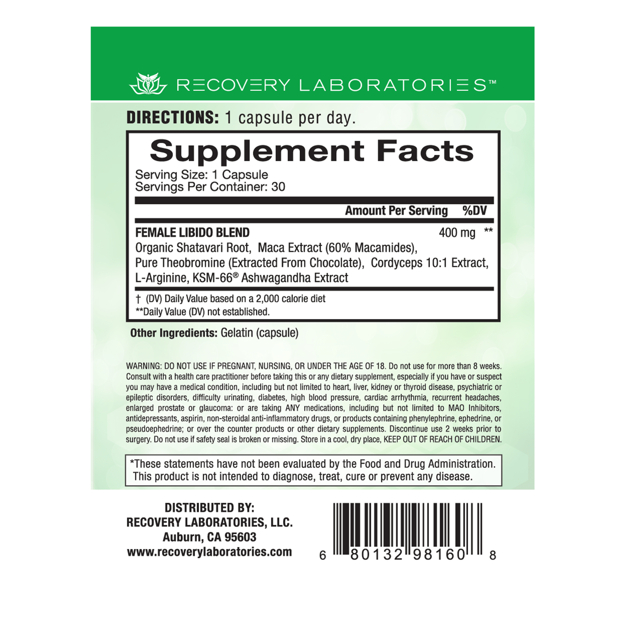 Female Libido Supplement facts