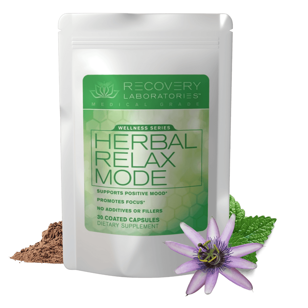 Herbal Relax Mode Supplement package with ingredients displayed