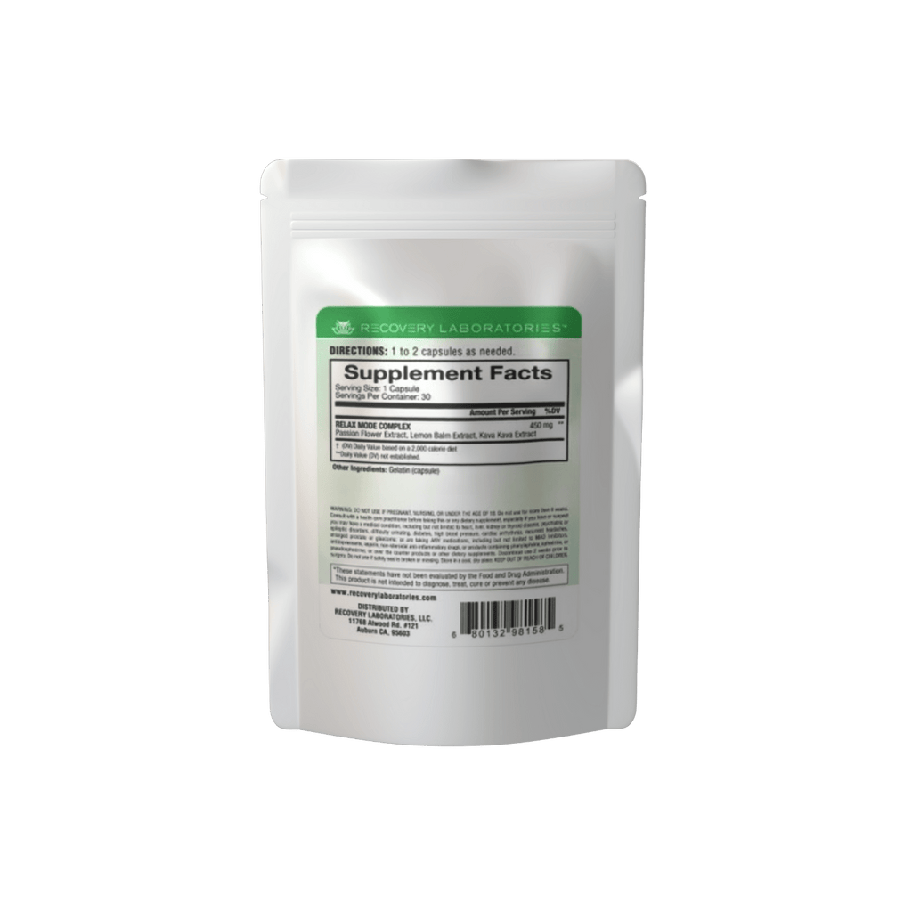 Herbal Relax Mode Supplement package back