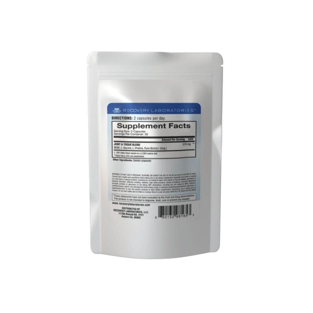 Joint & Tissue Support Supplement Package Back