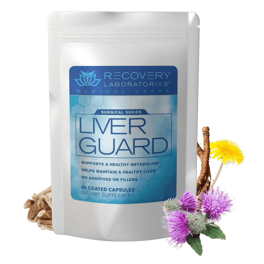 Liver Guard Supplement with Ingredients Displayed