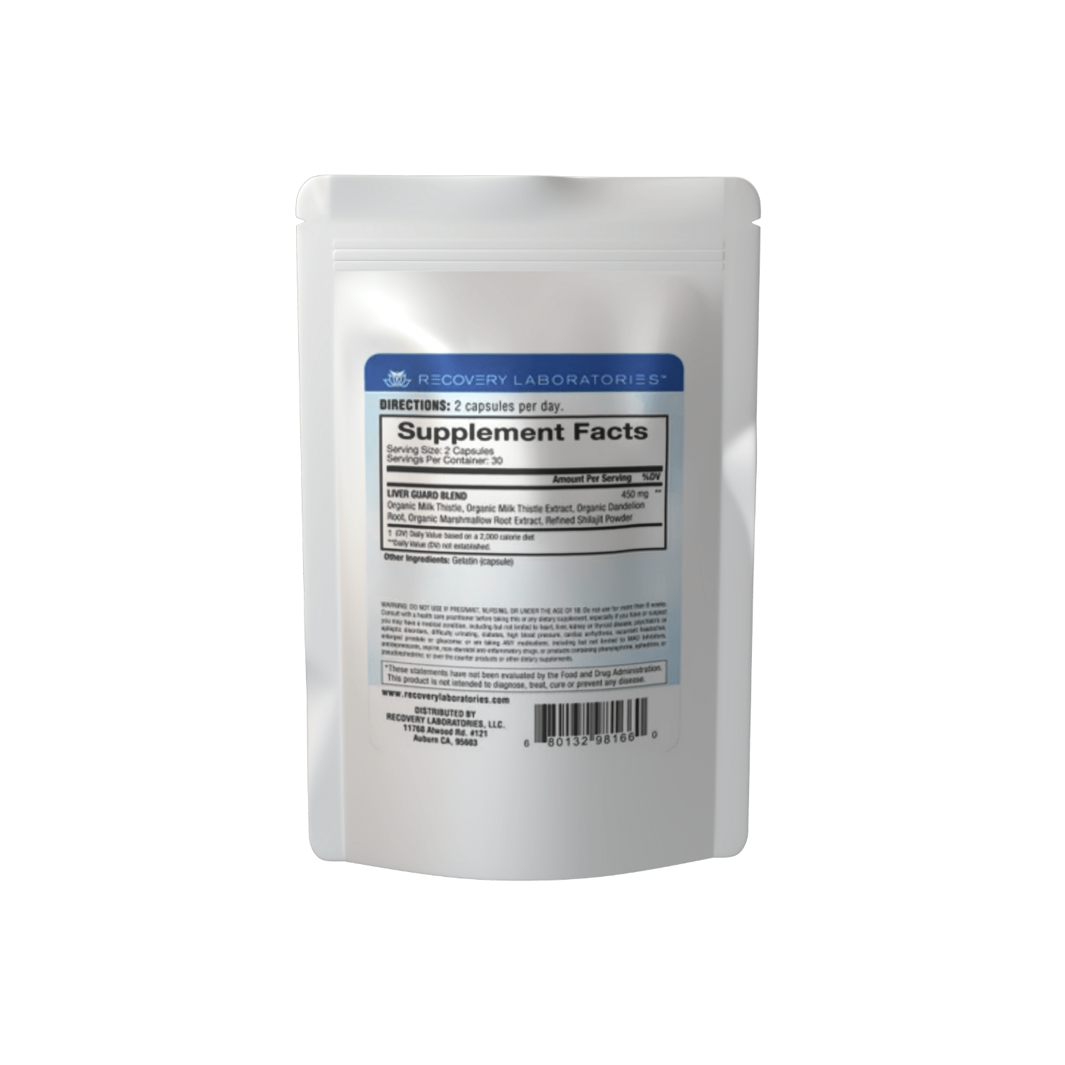 Liver Guard Supplement Package Back