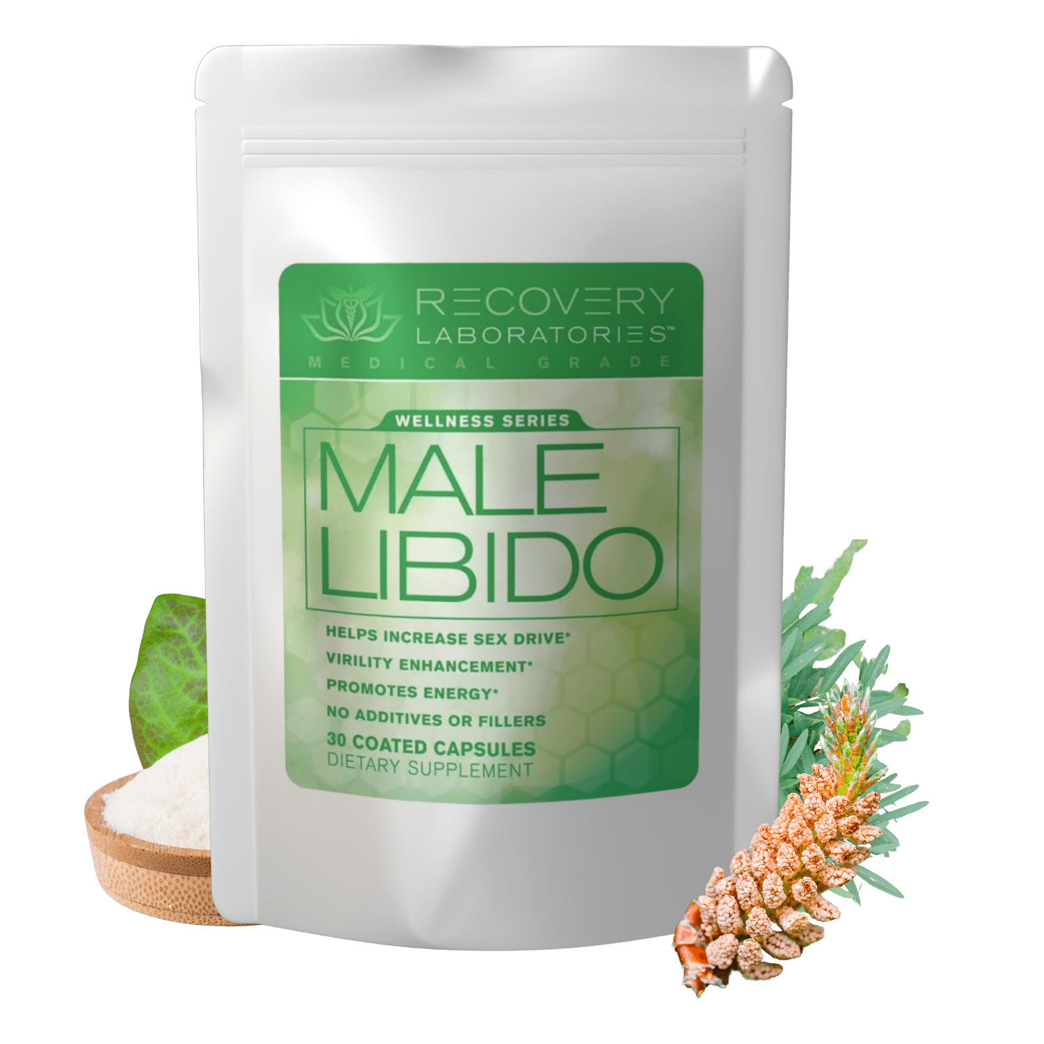 Male Libido Supplement with Ingredients Displayed