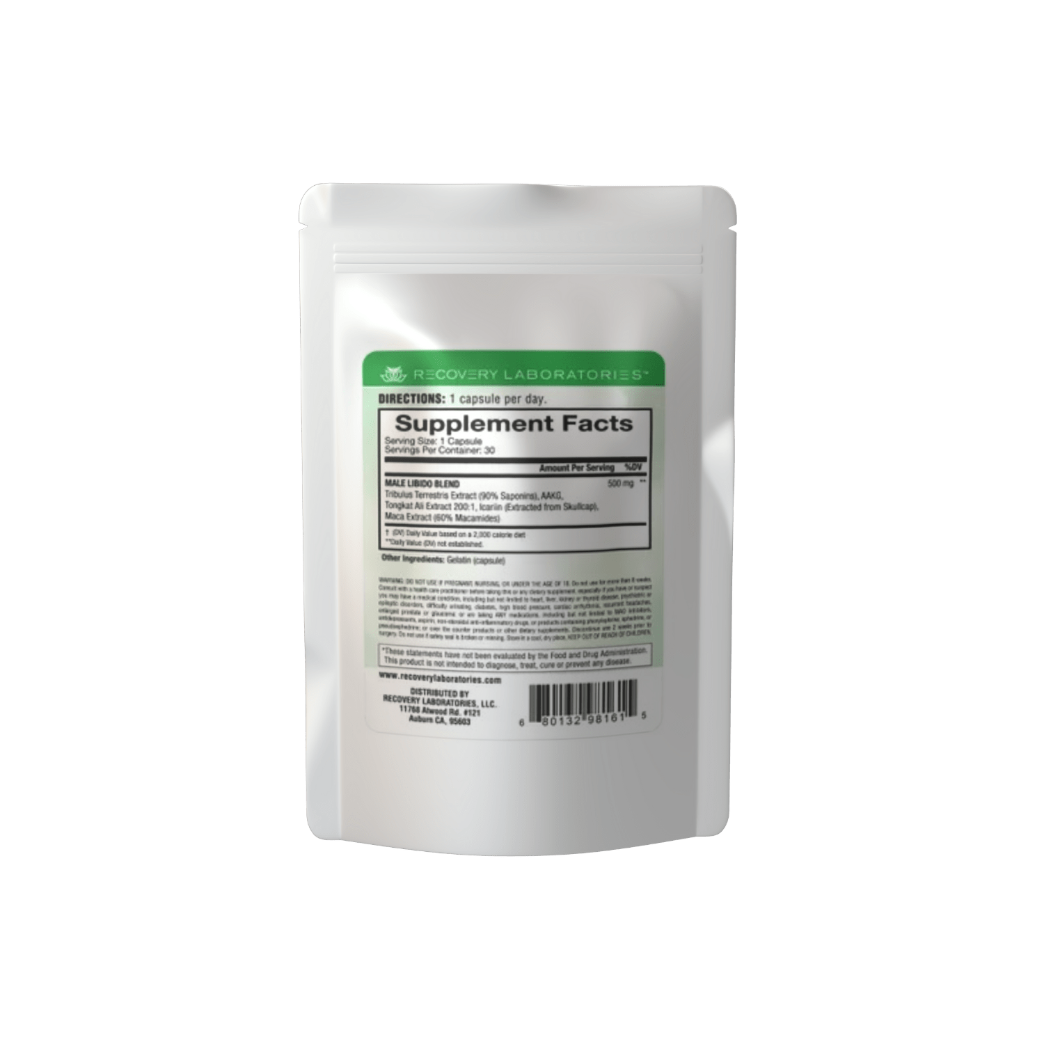 Male Libido Supplement Package Back