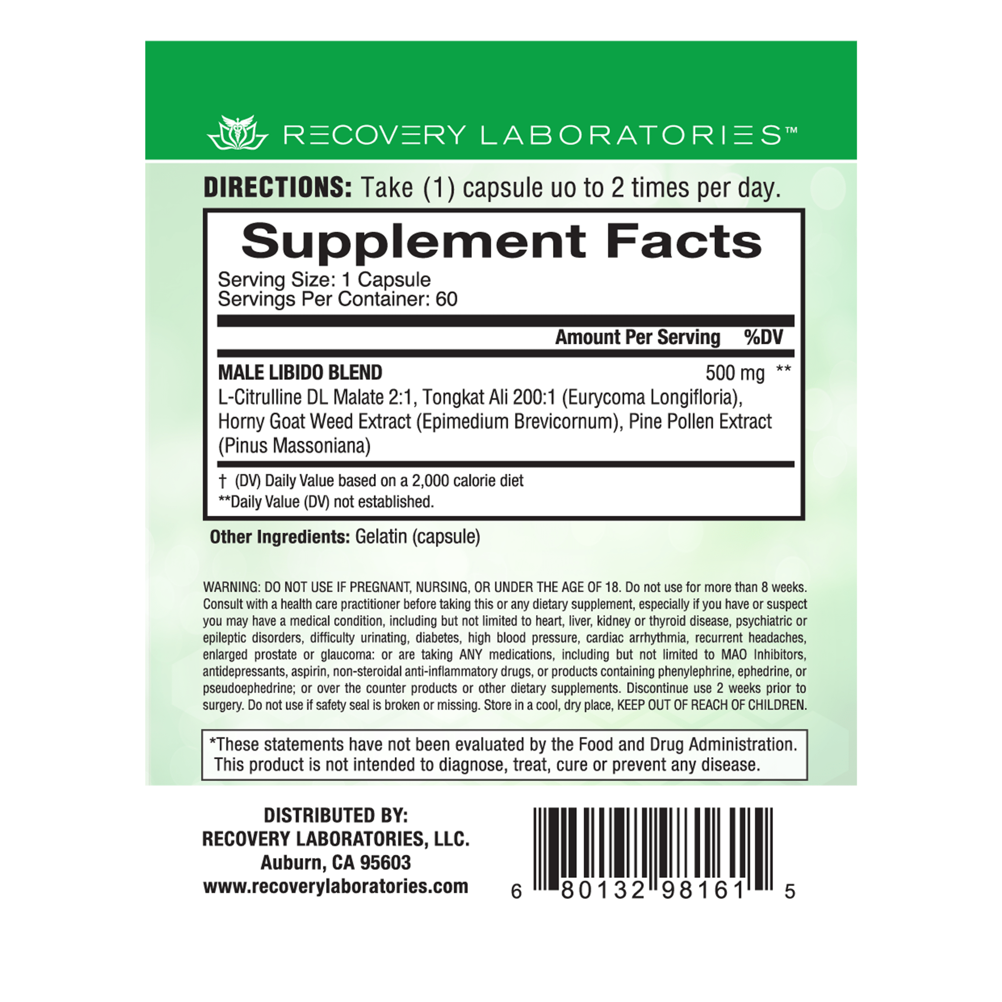 Male Libido Supplement Facts