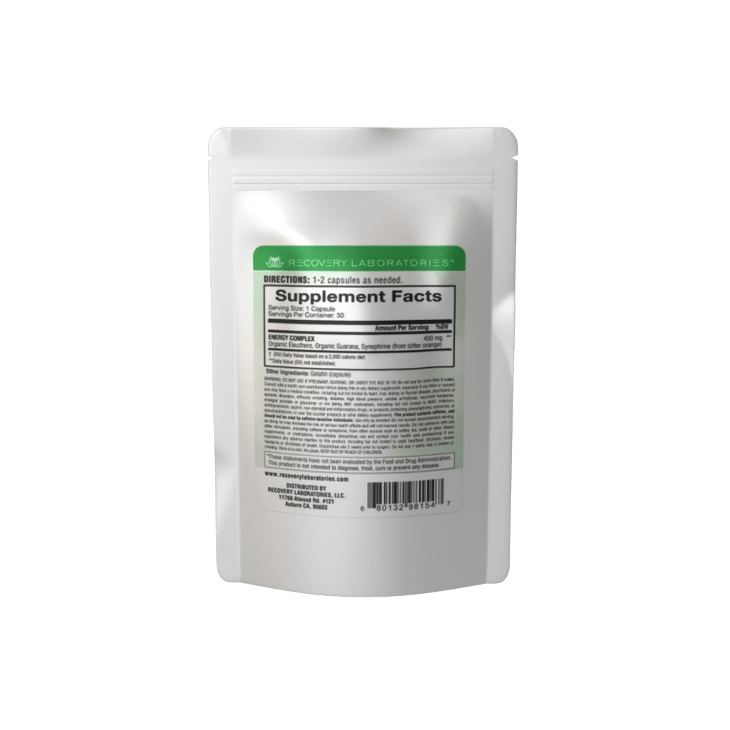 Natural Energy Supplement Package Back