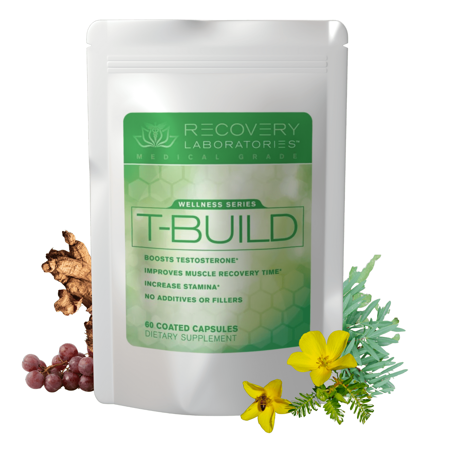 T-Build Supplement with Ingredients Displayed